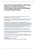 SCCJA Pre-Academy Block 1-Domestic Violence, Juvenile Procedures, Victimology, Harassment and Questions and Answers 2024