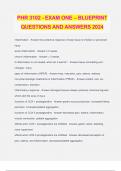 PHR 3102 - EXAM ONE – BLUEPRINT QUESTIONS AND ANSWERS 2024