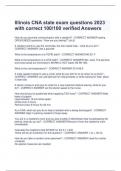 Illinois CNA state exam questions 2024 with correct 100/100 verified Answers