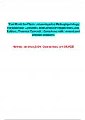 Test Bank for Davis Advantage for Pathophysiology: Introductory Concepts and Clinical Perspectives, 2nd Edition, Theresa Capriotti. Questions with correct and verified answers. Newest version 2024, Guaranteed A+ GRADE