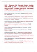 CIC - Commercial Casualty Exam Update  2024-2025 | CIC - Commercial Casualty  Actual Exam Update 2024-2025 Questions  and Correct Answers Rated A+