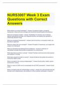 NURS3007 Week 3 Exam Questions with Correct Answers