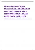 Pharmaceutical: CNPR  license exam/ANSWER KEY  FOR 16TH EDITION CNPR  PHARMACEUTICAL SALES  REPS EXAM2024 / 2025