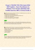 Exam 2: NSG554/ NSG 554 (Latest 2024/ 2025 Updates STUDY BUNDLE WITH COMPLETE SOLUTIONS) - Nurse Practitioners in Primary Care I Exam Reviews | Questions and Verified Answers| 100% Correct| Grade A