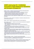 CADC exam prep Ch 1 (Addiction Counselor's Desk Reference) Questions and Answers (Graded A+)