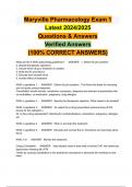 Maryville Pharmacology Exam 1 Latest 2024/2025 Questions & Answers Verified Answers (100% CORRECT ANSWERS)