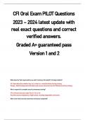 CFI Oral Exam PILOT Questions  2023 – 2024 latest update with  real exact questions and correct  verified answers.  Graded A+ guaranteed pass   Version 1 and 2