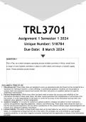 TRL3701 Assignment 1 (ANSWERS) Semester 1 2024 - DISTINCTION GUARANTEED