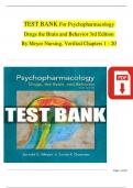 Psychopharmacology: Drugs, the Brain, and Behavior, 3rd Edition TEST BANK By Meyer Nursing, Verified Chapters 1 - 20, Complete Newest Version