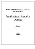 RPSGT DOMAIN 1 CLINICAL OVERVIEW MEDICATIONS PRACTICE QUIZZES Q & A 2024.