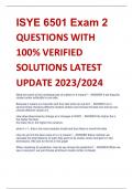 LATEST ISYE 6501 Exam 2 QUESTIONS WITH 100% VERIFIED SOLUTIONS LATEST UPDATE  2024