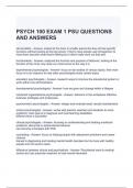 PSYCH 100 EXAM 1 PSU QUESTIONS AND ANSWERS | GRADED A