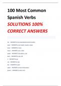 100 Most Common  Spanish Verbs  SOLUTIONS 100%  CORRECT ANSWERS