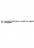 ATI PHARMACOLOGY 2016 A, 2016 B, 2019 A, 2019B Test Bank Updated.