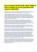 Iowa Commercial Pesticide Applicator, Right of Way Exam Questions and Answers 2024/2025 | 100% Solved