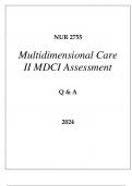 NUR 2755 MULTIDIMENSIONAL CARE II MDCII ASSESSMENT Q & A 2024.