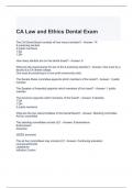 CA Law and Ethics Dental Exam with correct Answers