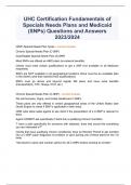 UHC Certification Fundamentals of Specials Needs Plans and Medicaid (SNPs) Questions and Answers 2023/2024