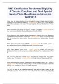 UHC Certification Enrollment/Eligibility of Chronic Condition and Dual Special Needs Plans Questions and Answers 2023/2014