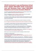 CSLB Contractor's Law and Business Actual  Exam Update 2024-2025 CSLB Contractor's  Law and Business Exam Latest 2024-2025 Questions and Correct Answers Rated A+