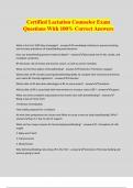 Certified Lactation Counselor Exam Questions With 100% Correct Answers