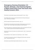 Emergency Nursing Orientation 3.0: Nuclear, Biologic, and Chemical Agents of Mass Destruction Study Exam And Answers 2024.