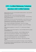 CPT - Certified Phlebotomy Technician Questions with Certified Solutions