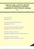 BIOLOGY 1406: LAB FINAL REVIEW  EXAM | QUESTIONS & ANSWERS  (VERIFIED) | LATEST UPDATE | GRADED  A+BIOLOGY 1406: LAB FINAL REVIEW  EXAM | QUESTIONS & ANSWERS  (VERIFIED) | LATEST UPDATE | GRADED  A+