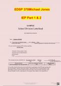 EDSP 370 Michael Jones IEP Part 1 & 2 LATEST UPDATE 20242025 COMPLETE