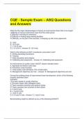 CQE - Sample Exam – ASQ Questions and Answers 100% correct Answers