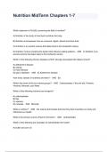 Nutrition Mid Term Chapters 1-7 Exam Questions And Answers 