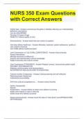 BUNDLE FOR NURS 350 Exam Questions with Correct Answers