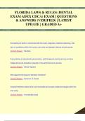 FLORIDA LAWS & RULES (DENTAL  EXAM ADEX CDCA) EXAM | QUESTIONS  & ANSWERS (VERIFIED) | LATEST  UPDATE | GRADED A+