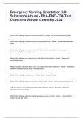 Emergency Nursing Orientation 3.0: Substance Abuse - ENA-ENO-C04 Test Questions Solved Correctly 2024.