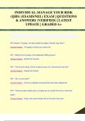 INDIVIDUAL-MANAGE YOUR RISK  (QHS) (ESAMS/NEL) EXAM | QUESTIONS  & ANSWERS (VERIFIED) | LATEST  UPDATE | GRADED A+INDIVIDUAL-MANAGE YOUR RISK  (QHS) (ESAMS/NEL) EXAM | QUESTIONS  & ANSWERS (VERIFIED) | LATEST  UPDATE | GRADED A+