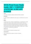 BEST REVIEW SOCE/Final Exam Study Guide 100% VERIFIED  ANSWERS ALREADY  PASSED