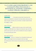 LA CLAIMS ADJUSTER PROPERTY AND  CAUSALITY PRACTICE EXAM 1 |  QUESTIONS & ANSWERS (VERIFIED) |  LATEST UPDATE | GRADED A+LA CLAIMS ADJUSTER PROPERTY AND  CAUSALITY PRACTICE EXAM 1 |  QUESTIONS & ANSWERS (VERIFIED) |  LATEST UPDATE | GRADED A+