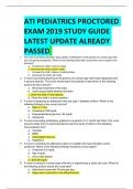 BEST ANSWERS ATI PEDIATRICS PROCTORED EXAM 2019 STUDY GUIDE LATEST UPDATE ALREADY  PASSED