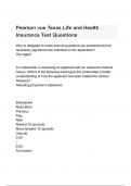 Pearson vue Texas Life and Health Insurance Test Questions with correct Answers 2024/2025( A+ GRADED 100% VERIFIED).