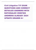 Civil Litigation T/F EXAM QUESTIONS AND CORRECT DETAILED ANSWERS WITH RATIONALES VERIFIED ANSWERS ALREADY 2024 UPDATE GRADED A+                      A video conference permits several individuals at widely separated geographical locations to discuss the p