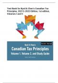 Test Bank for Byrd & Chen’s Canadian Tax  Principles, 20212-2023 Edition, 1st edition,  Volumes I and I