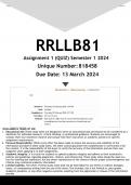 RRLLB81 Assignment 1 (QUIZ ANSWERS) Semester 1 2024 (818458) - DISTINCTION GUARANTEED