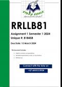 RRLLB81 Assignment 1 (QUALITY ANSWERS) Semester 2 2024