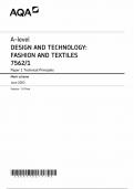 AQA A level DESIGN AND TECHNOLOGY:  FASHION AND TEXTILES 7562/1 Paper 1 Technical Principle