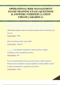 OPERATIONAL RISK MANAGEMENT  ESAMS TRAINING EXAM | QUESTIONS  & ANSWERS (VERIFIED) | LATEST  UPDATE | GRADED A+