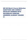 NR 546 Week 8 Course Reflection QUESTIONS AND CORRECT  DETAILED ANSWERS WITH  RATIONALES (VERIFIED  ANSWERS) |ALREADY GRADED  A+