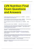 LVN Nutrition Final Exam Questions and Answers