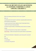 POLS 101 REVIEW EXAM | QUESTIONS  & ANSWERS (VERIFIED) | LATEST  UPDATE | GRADED A+POLS 101 REVIEW EXAM | QUESTIONS  & ANSWERS (VERIFIED) | LATEST  UPDATE | GRADED A+