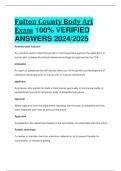 BEST ANSWERS Fulton County Body Art Exam 100% VERIFIED  ANSWERS 2024/2025