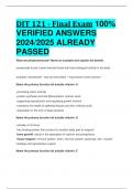 BEST ANSWERS DIT 121 - Final Exam 100%  VERIFIED ANSWERS  2024/2025 ALREADY  PASSED